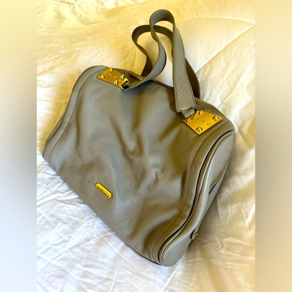 Vince Camuto Gray Leather Handbag w Gold Detail